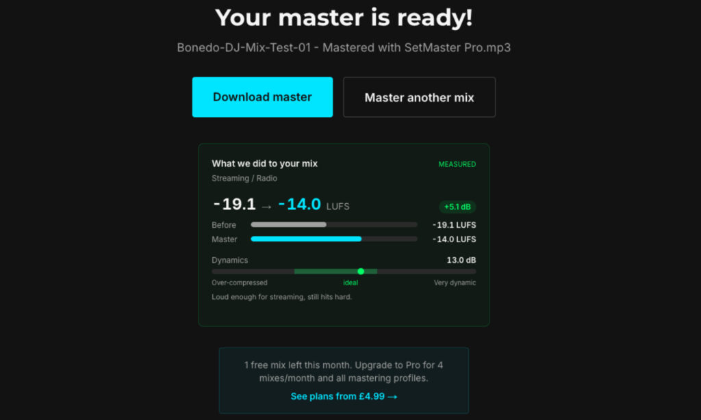 SetMaster Pro: Das Master ist fertig und kann heruntergeladen werden.