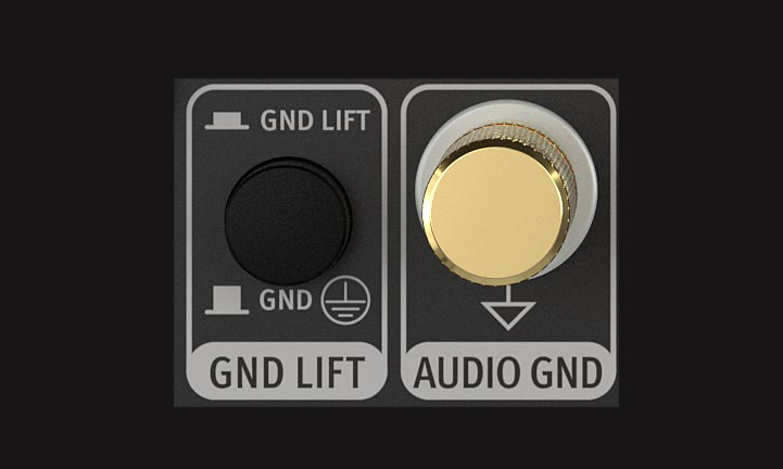 SPL Phonos Duo Black Test: Die vergoldete Rändelschraube für die Masse – folgerichtig der Ground Lift als direktere Nachbar (Copyright: SPL Electronics GmbH)