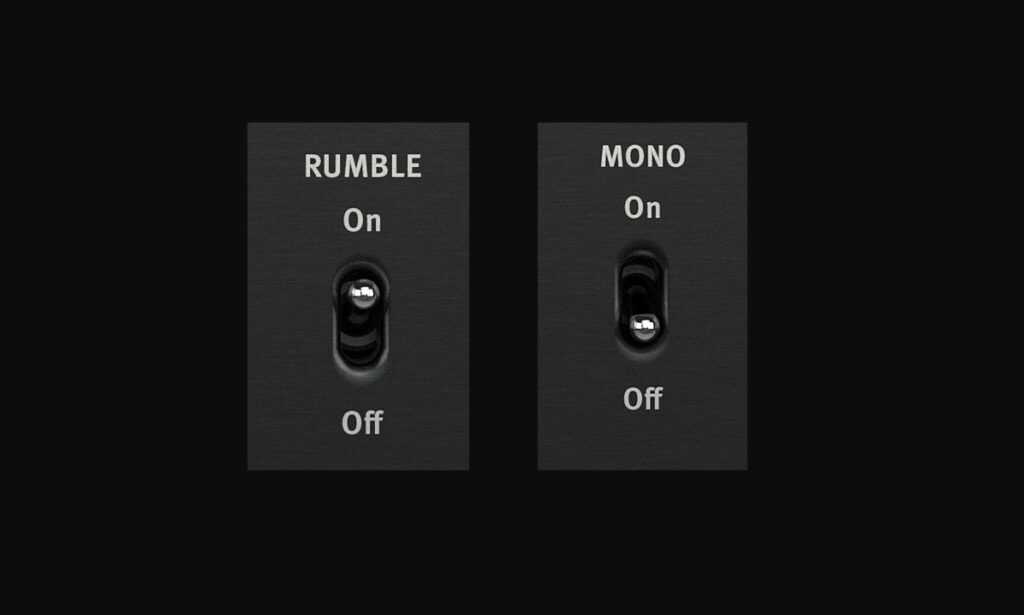 ... wie auch die Switches für die Mute-Funktion und das Subsonic Filter (Copyright: SPL Electronics GmbH)