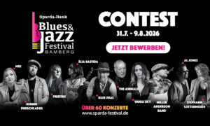 Blues- und Jazzfestival Bamberg 2026: Zwei Slots auf der Hauptbühne vor großem Publikum zu gewinnen! Artikelbild