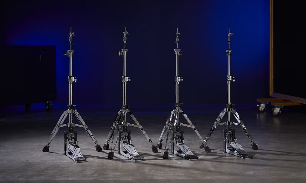 Vier Hi-Hat-Pedale aus der DW 9000X Hardware-Serie
