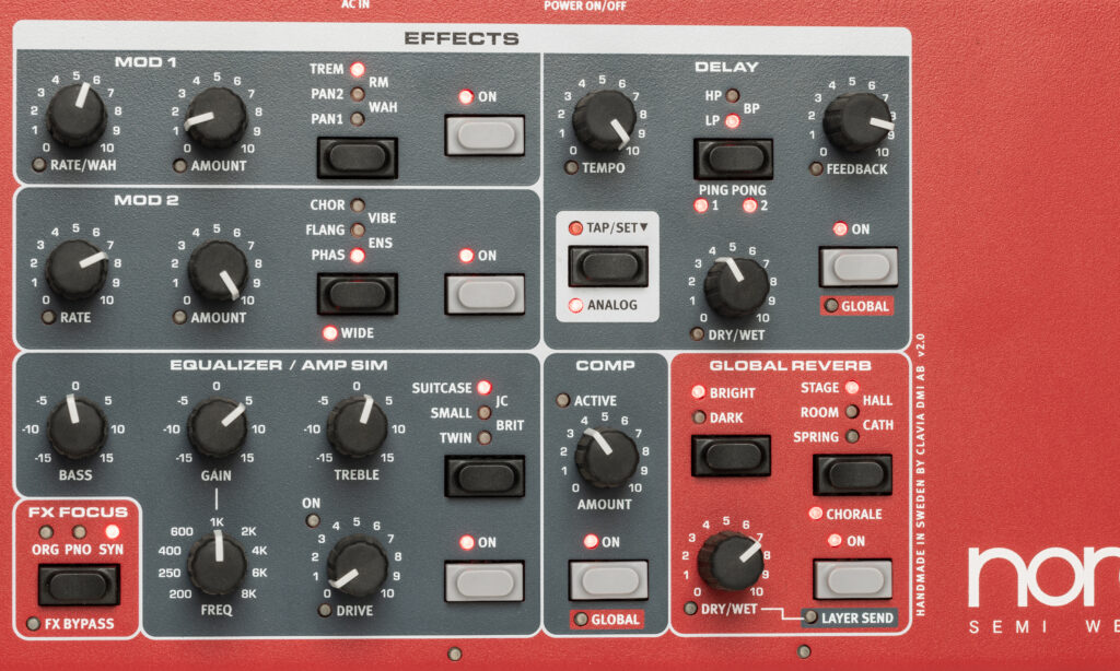 Die Effektsektion des Nord Electro 7 setzt auch auf Algorithmen des Flaggschiffs Nord Stage 4