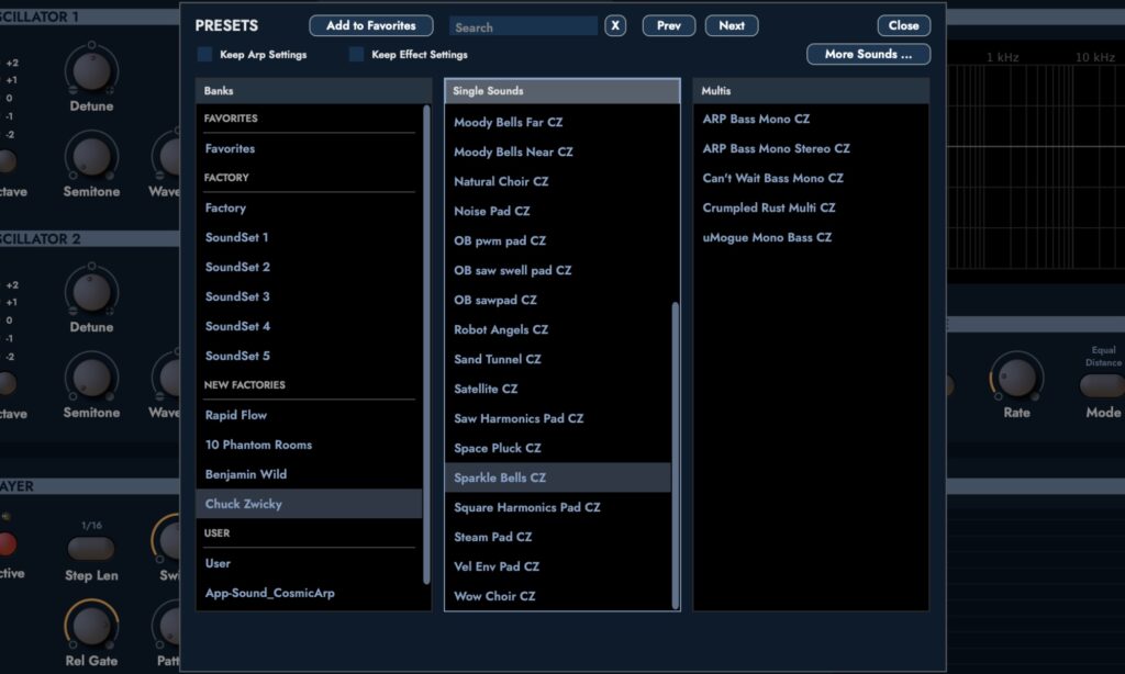 Waldorf Microwave 1 V2: Presets.