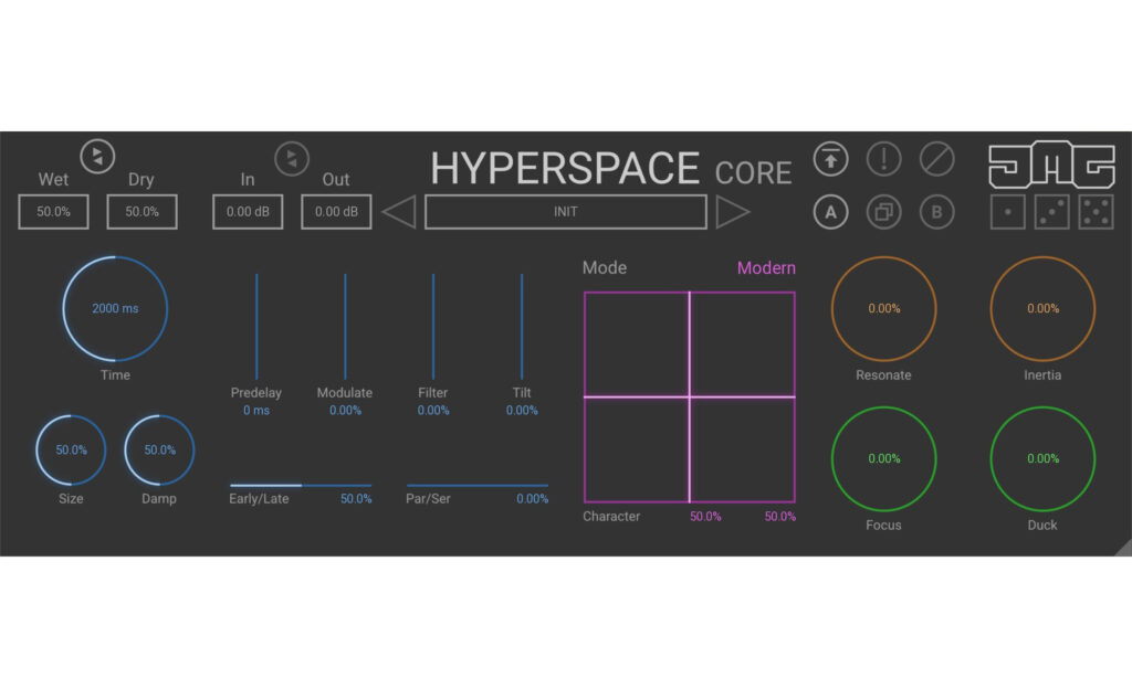 Das GUI von HyperspaceCore mit seinem X/Y-Pad.