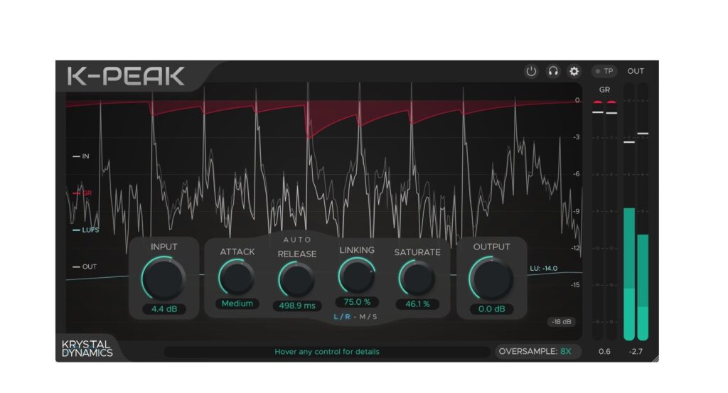 Krystal Dynamics KrystalPeak Plugin Test Bedienoberfläche