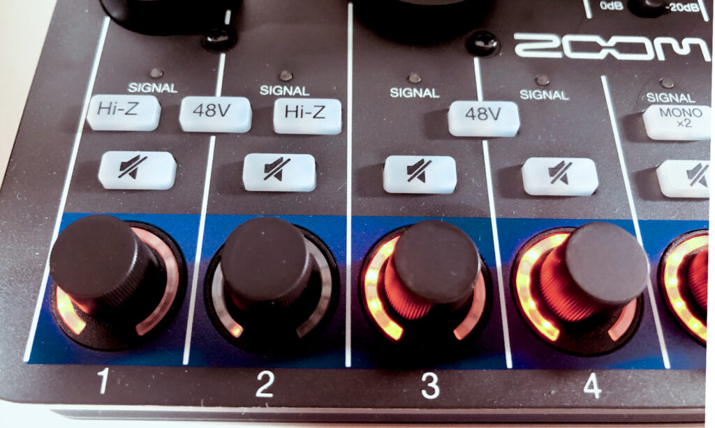 Kanäle 1 bis 4 des Zoom LiveTrak L6max