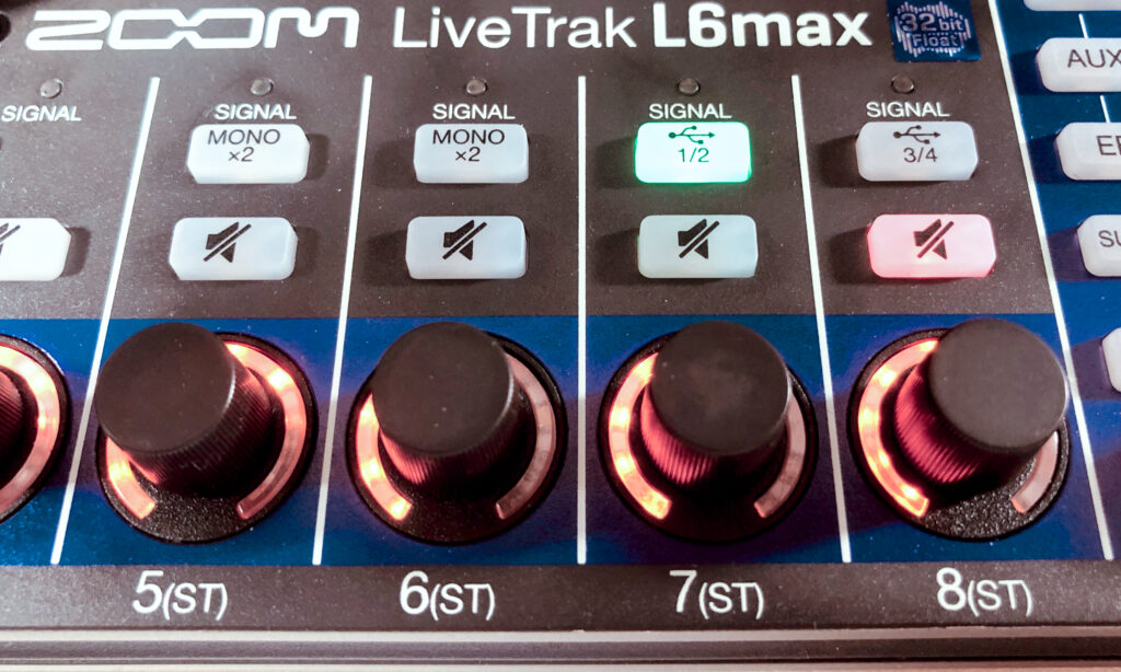 Kanäle 5 bis 8 des Zoom LiveTrak L6max