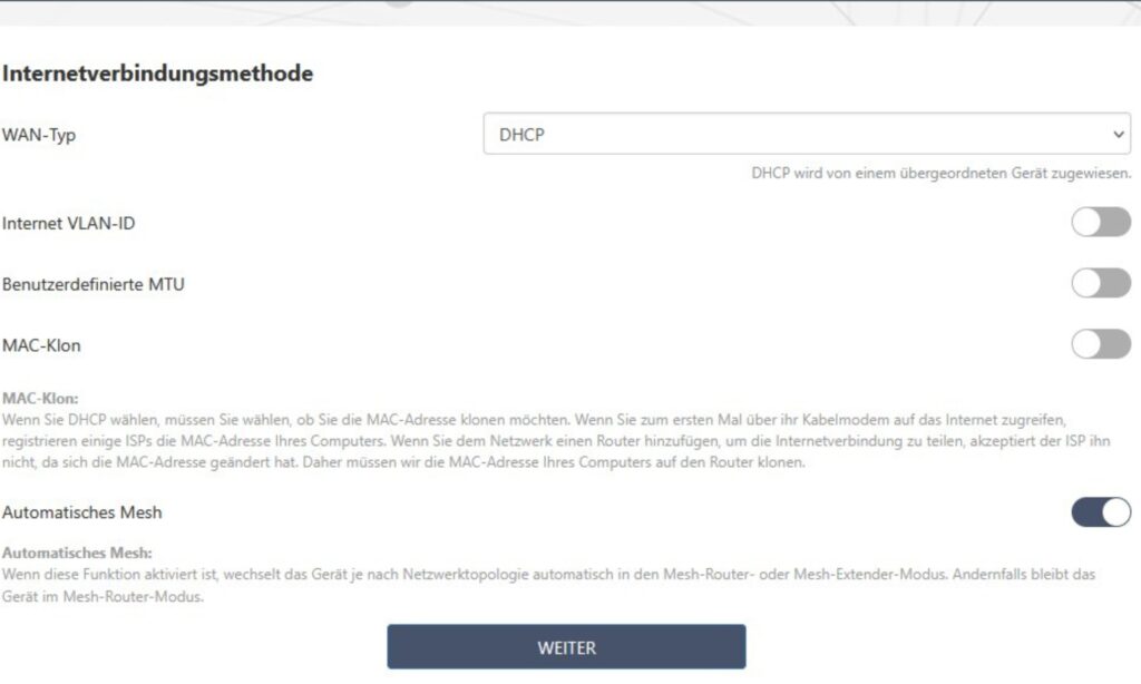 Die Konfiguration des Routers ist sehr einfach