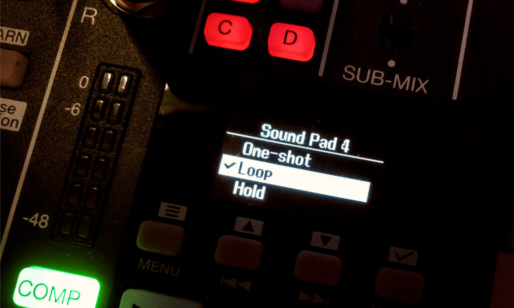 Die Abspielmodi One-Shot, Loop und Hold können am Zoom LiveTrak L6max direkt angewählt werden