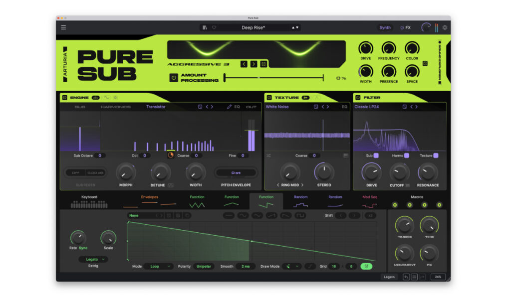 Pure Sub Texture und Filter (Bildquelle: Arturia)