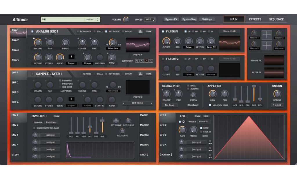 Optisch erinnert das Interface von Altitude an die anderen Instrumente des Herstellers.