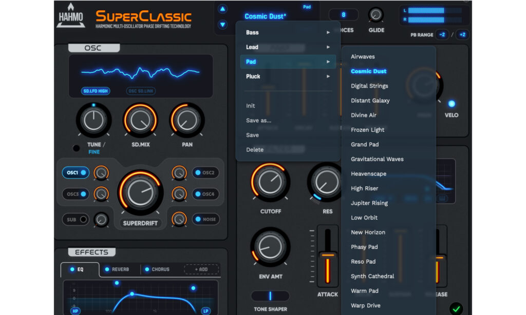 Hahmo DSP SuperClassic: Presets.