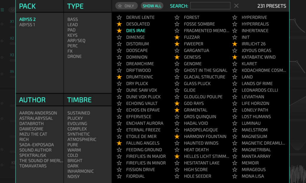 Dawesome Abyss 2: Presets.