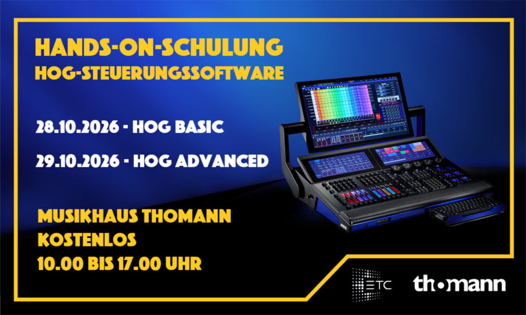 Hands-on-Schulung Hog-Steuerungssoftware bei Thomann