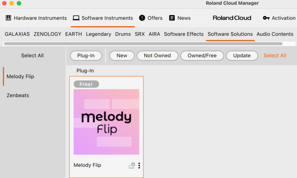 Roland Melody Flip: Roland Cloud.