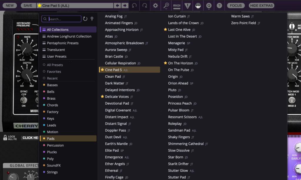 Cherry Audio Pentaphonic: Presets.