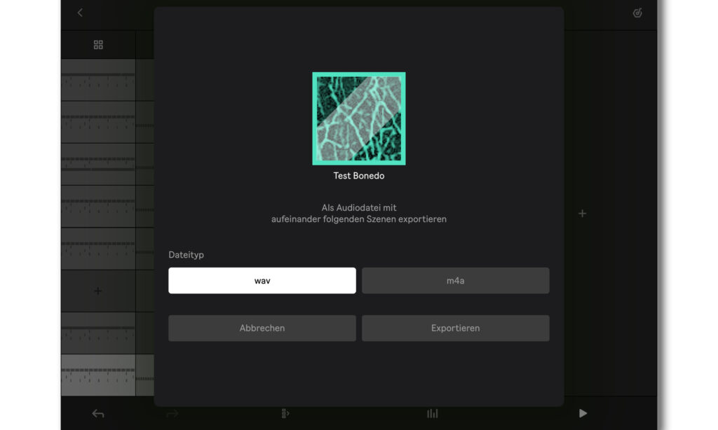 Export-Dialog in Ableton Note