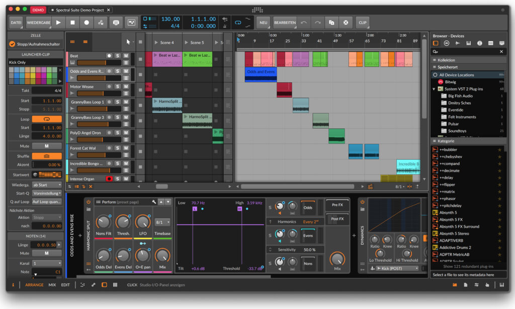 DAW Bitwig Studio 16-Track mit Demo Projekt 