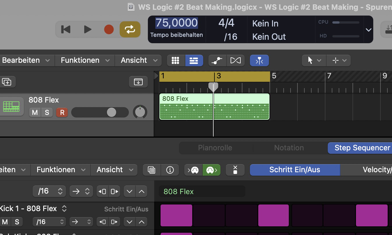 Apple Logic Pro X Arrangierfenster