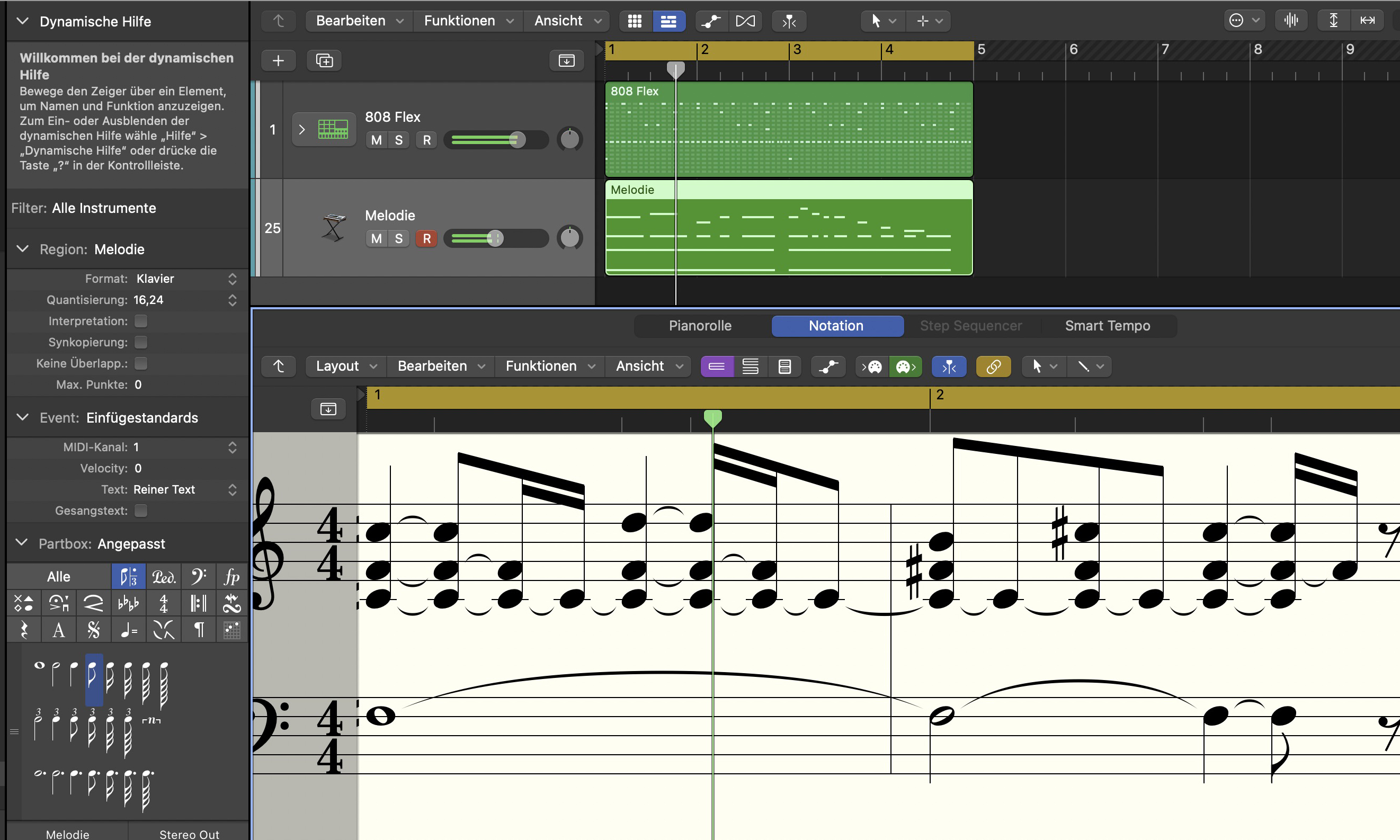 Apple Logic Pro X Arrangierfenster