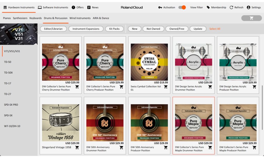 Den Zugriff auf die Roland Cloud erhält man entweder über den hier zu sehenden Cloud Manager für Windows/macOS oder über internes WLAN und die Roland Cloud Connect App für Mobilgeräte.