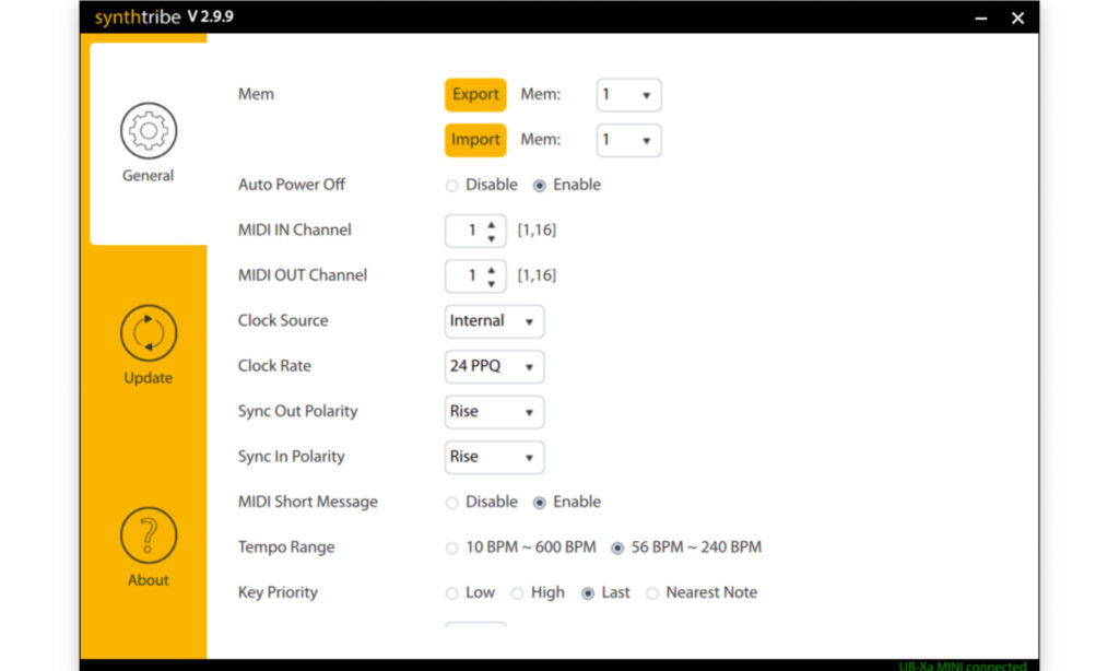 Behringer UB-Xa Mini: App.