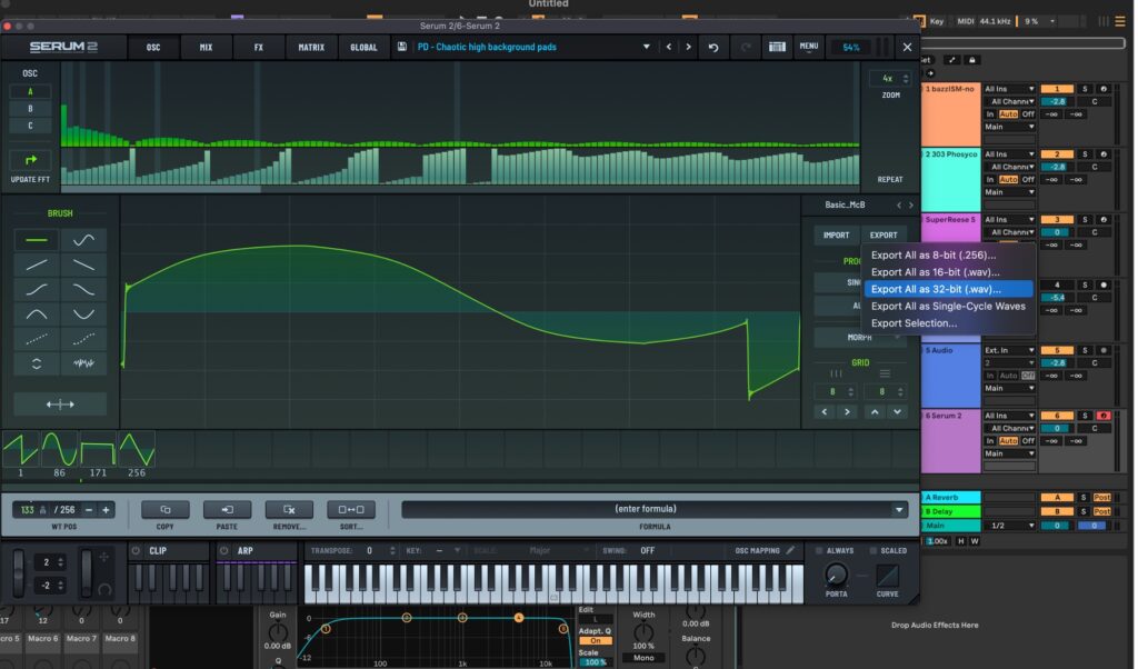 Serum-Sounds kann die bento nicht importieren, die Serum-Wavetables allerdings schon.
