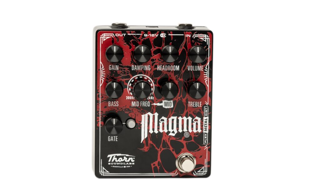 Stabiles Metallgehäuse mit auffälliger Optik – das Thorn Magma richtet sich an moderne Metal-Gitarristen.