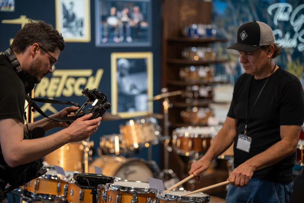 Ralf Gustke zeigte uns eine Vielzahl an Gretsch Snaredrums.