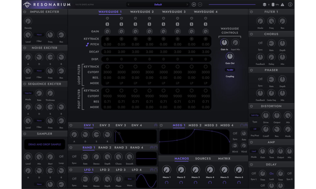 Soule DSP Resonarium Plugin Test Bedienoberfläche