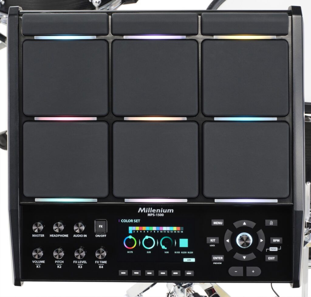 Das Multipad mit neun beleuchteten Schlagflächen. (Bildquelle: Millenium Drums)