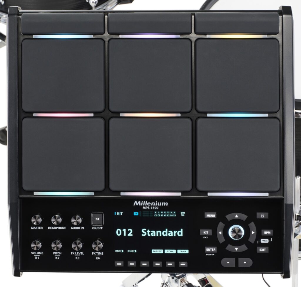 Das Modul verfügt über 3622 Sounds, es gibt 160 Drumkits, wovon 80 als User Kits belegt werden können. (Bildquelle: Millenium Drums)